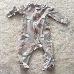 Carter's Cream Footed One-Piece with Cookie & Bottle Print